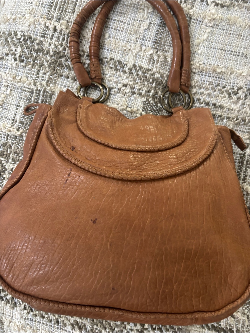Hobo Tan Leather Satchel Women's Shoulder Handbag - Picture 7 of 12